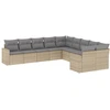 Image de vidaXL Ensemble de salon de jardin 10 pièces avec coussins Beige Poly Rattan
