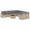 Image de vidaXL Ensemble de salon de jardin 11 pièces avec coussins Beige Poly Rattan