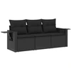 Image de vidaXL Ensemble de salon de jardin 3 pièces avec coussins noir poly rotin