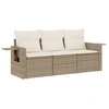 Image de vidaXL Ensemble de salon de jardin 3 pièces avec coussins Beige Poly Rattan