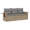 Image de vidaXL Ensemble de salon de jardin 3 pièces avec coussins Beige Poly Rattan