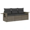 Image de vidaXL Ensemble de salon de jardin 3 pièces avec coussins Gris Poly rotin
