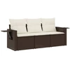Image de vidaXL Ensemble de salon de jardin 3 pièces avec coussins Marron Poly rotin