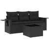 Image de vidaXL Ensemble de salon de jardin 4 pièces avec coussins noir poly rotin