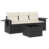 Image de vidaXL Ensemble de salon de jardin 4 pièces avec coussins noir poly rotin