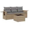 Image de vidaXL Ensemble de salon de jardin 4 pièces avec coussins Beige Poly Rattan