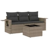 Image de vidaXL Ensemble de salon de jardin 4 pièces avec coussins Gris Poly rotin