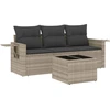 Image de vidaXL Ensemble de salon de jardin 4 pièces avec coussins gris clair Poly rotin