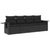 Image de vidaXL Ensemble de salon de jardin 4 pièces avec coussins noir poly rotin