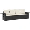 Image de vidaXL Ensemble de salon de jardin 4 pièces avec coussins noir poly rotin