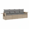 Image de vidaXL Ensemble de salon de jardin 4 pièces avec coussins Beige Poly Rattan