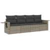 Image de vidaXL Ensemble de salon de jardin 4 pièces avec coussins Gris Poly rotin