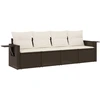 Image de vidaXL Ensemble de salon de jardin 4 pièces avec coussins Marron Poly Rattan
