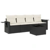 Image de vidaXL Ensemble de salon de jardin 5 pièces avec coussins noir poly rotin