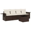 Image de vidaXL Ensemble de salon de jardin 5 pièces avec coussins Marron Poly Rattan