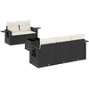 Image de vidaXL Ensemble de salon de jardin 6 pièces avec coussins noir poly rotin