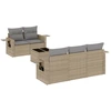 Image de vidaXL Ensemble de salon de jardin 6 pièces avec coussins Beige Poly Rattan