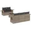 Image de vidaXL Ensemble de salon de jardin 6 pièces avec coussins gris clair Poly rotin