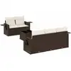 Image de vidaXL Ensemble de salon de jardin 6 pièces avec coussins Marron Poly Rattan
