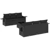 Image de vidaXL Ensemble de salon de jardin 7 pièces avec coussins noir poly rotin