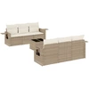 Image de vidaXL Ensemble de salon de jardin 7 pièces avec coussins Beige Poly Rattan