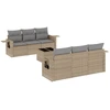 Image de vidaXL Ensemble de salon de jardin 7 pièces avec coussins Beige Poly Rattan