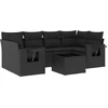 Image de vidaXL Ensemble de salon de jardin 7 pièces avec coussins noir poly rotin