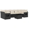 Image de vidaXL Ensemble de jardin canapé 8 pièces avec coussins noir poly rotin