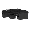 Image de vidaXL Ensemble de salon de jardin 9 pièces avec coussins noir poly rotin
