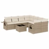Image de vidaXL Ensemble de salon de jardin 9 pièces avec coussins beige Poly rotin