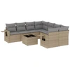Image de vidaXL Ensemble de salon de jardin 9 pièces avec coussins beige Poly rotin