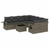 Image de vidaXL Ensemble de salon de jardin 9 pièces avec coussins Gris Poly rotin