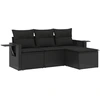 Image de vidaXL Ensemble de salon de jardin 4 pièces avec coussins noir poly rotin