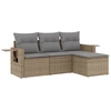 Image de vidaXL Ensemble de salon de jardin 4 pièces avec coussins Beige Poly Rattan