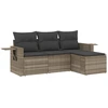 Image de vidaXL Ensemble de salon de jardin 4 pièces avec coussins gris clair Poly rotin