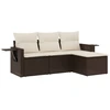 Image de vidaXL Ensemble de salon de jardin 4 pièces avec coussins Marron Poly Rattan