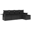 Image de vidaXL Ensemble de salon de jardin 5 pièces avec coussins noir poly rotin
