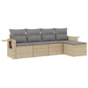 Image de vidaXL Ensemble de salon de jardin 5 pièces avec coussins Beige Poly Rattan