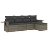 Image de vidaXL Ensemble de salon de jardin 5 pièces avec coussins Gris Poly rotin