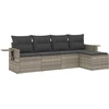 Image de vidaXL Ensemble de salon de jardin 5 pièces avec coussins gris clair Poly rotin