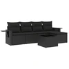 Image de vidaXL Ensemble de salon de jardin 6 pièces avec coussins noir poly rotin