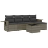 Image de vidaXL Ensemble de salon de jardin 6 pièces avec coussins Gris Poly rotin