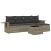 Image de ensemble de salon de jardin 6 pièces avec coussins gris clair Poly rotin