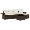 Image de vidaXL Ensemble de salon de jardin 6 pièces avec coussins Marron Poly Rattan