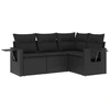 Image de vidaXL Ensemble de salon de jardin 4 pièces avec coussins noir poly rotin