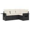 Image de vidaXL Ensemble de salon de jardin 4 pièces avec coussins noir poly rotin