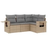 Image de vidaXL Ensemble de salon de jardin 4 pièces avec coussins Beige Poly Rattan