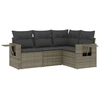 Image de vidaXL Ensemble de salon de jardin 4 pièces avec coussins Gris Poly rotin