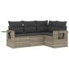 Image de vidaXL Ensemble de salon de jardin 4 pièces avec coussins gris clair Poly rotin