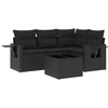 Image de vidaXL Ensemble de salon de jardin 5 pièces avec coussins noir poly rotin